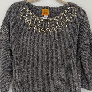 Ruby Rd. Charcoal Beaded Women's Sweater